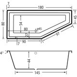 Ligbad beterbad xenz society compact rechts 180x80x44 cm wit