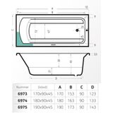 Xenz Bodysize bad 170x90 glanzend Wit