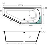 Beterbad Xenz Lagoon Compact 160x75 cm rechts glanzend pergamon