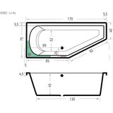 Xenz Lagoon inbouwbad met ligzijde links en rechts 170x75cm glans wit acryl