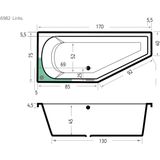 Xenz - Lagoon Compact - Hoekbad - Antraciet - 170x75x45 cm - Links