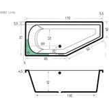 Xenz - Lagoon Compact - Hoekbad - Antraciet - 170x75x45 cm - Links