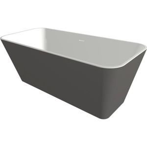 Xenz Cristiano vrijstaand Solid Surface bad 170x75cm Bicolor wit/grafiet