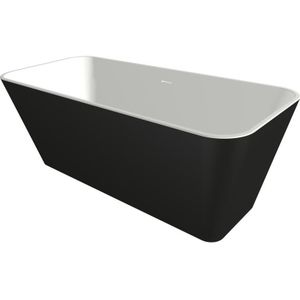 Xenz Cristiano vrijstaand Solid Surface bad 170x75cm Bicolor wit/zwart