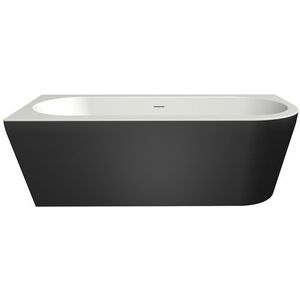 Xenz Charley half vrijstaand bad acryl 165x75x60cm links wit mat/zwart mat met waste wit mat