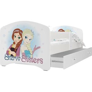 Kinderbed 90x200 cm met Opbergruimte - Frozen Prinsessen Thema - Zonder Matras