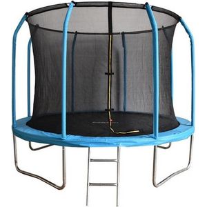 Trampoline - 244 cm - met veiligheidsnet & ladder - blauw - tot 150 kg belasting