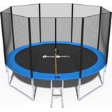 Trampoline - 404 cm - met net & ladder - blauw - tot 150 kg belasting