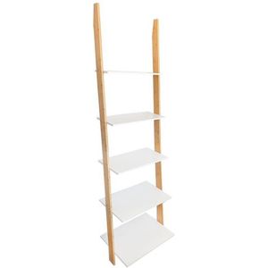 Ladder kast - 5 schappen - wit & bamboe