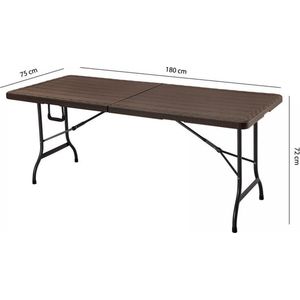 Campingtafel - inklapbaar - 180 cm lang - bruin