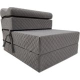 Viking Choice Luxe Logeermatras met Hoofdkussen - Grijs - Opvouwbaar - 200x70x15 cm - Europese Kwaliteit