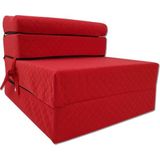 Viking Choice Luxe Logeermatras met Hoofdkussen - Rood - Opvouwbaar - 200x70x15 cm | Europese Kwaliteit | Ideaal voor Campers en Caravans