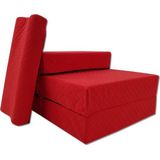 Luxe logeermatras met hoofdkussen- rood - camping matras - zitbank - opvouwbaar - 200x70x15 cm