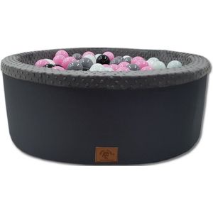 Ballenbak met 200 ballen - roze, wit, grijs & zwart - 90 cm diameter - grafiet