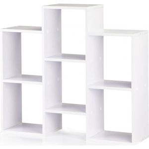 Vakkenkast wit 85x22x76 cm - houten boekenkast