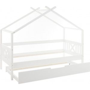Huisbedx200 cm - met logeerbodem - wit