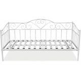 Bedframe 90x200 cm - metaal - wit - met lattenbodem - hartjes