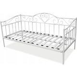 Bedframe 90x200 cm - metaal - wit - met lattenbodem - hartjes