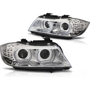 Koplampen Xenon BMW E90/E91 09-11 ANGEL EYES CHROOM