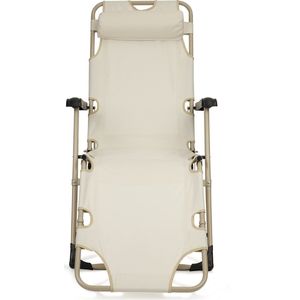 Viking Choice - Ligstoel 2in1 - Beige - Staal - Waterdoorlatend Materiaal