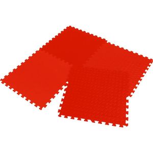 Fitness vloermat - EVA-schuim 60x60x1,2 cm - rode puzzel stukken - 4 stuks