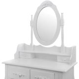 Kaptafel - met spiegel en krukje - 75x40x147 cm - wit