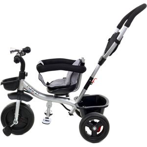 Driewieler - fiets - met duwstang en zonnekap - grijs-zilver