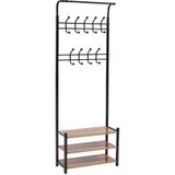 Kledinghanger - Zwart - Met 3 Planken - Staal - 18 Haken