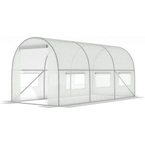 Tuinkas 4,5x2x2 meter wit -  met 6 klamboe ramen - 9m2