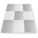 Speelmat - Puzzelmat baby - 180x180x1 cm - wit grijs