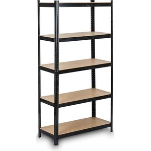 Stellingkast opbergrek - Metaal - 150x75x30 cm - Zwart
