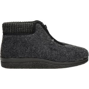 Nelson Home - Pantoffel - Zwart - Gevoerd met Fake-Fur - Rubberen Zool