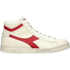 Diadora Game L High hoge leren sneakers off white/rood