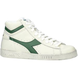 Diadora Game L High hoge leren sneakers off white/groen