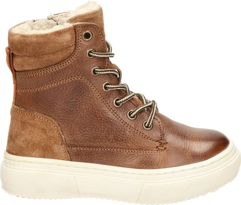 Nelson Kids Leren Veterboots Cognac