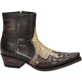 Sendra Mimo-Riding 9918 leren cowboylaarzen met slangenprint donkerbruin