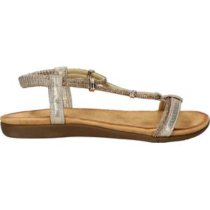 Dolcis - Dames Sandaal - Goud - Textiel - Zacht Voetbed