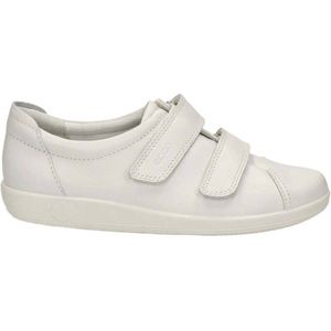 Ecco Comfort Soft 2.0 Leren Klittenbandschoenen Ecru