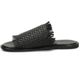 Nelson - Slippers - Zwart - Leren Voetbed - Rubberen Loopzool