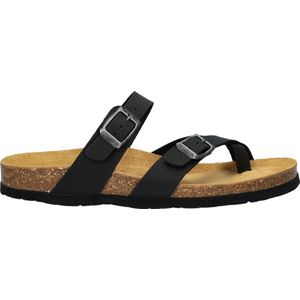 Nelson - Dames Slipper - Zwart - Imitatieleer - Verstelbare Bandjes