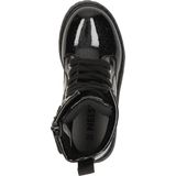 Nelson - Meisjes Veterboot - Zwart - Lak-Look - Glitters - Rubberen Zool