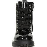 Nelson - Meisjes Veterboot - Zwart - Lak-Look - Glitters - Rubberen Zool