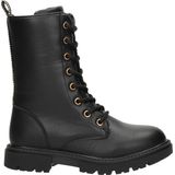 Nelson - Veterboot - Zwart - Imitatieleer - Gevoerd met Zacht Textiel