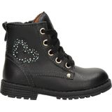 Nelson Kids Leren Veterboots Zwart