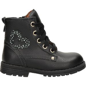 Nelson Kids Leren Veterboots Zwart