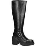 Nelson - Dames Laars - Zwart - Leer - Plateauzool - Blokhak