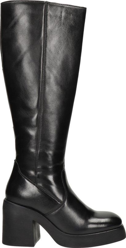 Nelson - Dames Laars - Zwart - Leer - Plateauzool - Blokhak