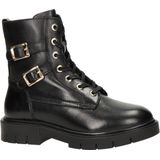 Nelson - Veterboot - Zwart - Leer - Buckles en Ritssluiting