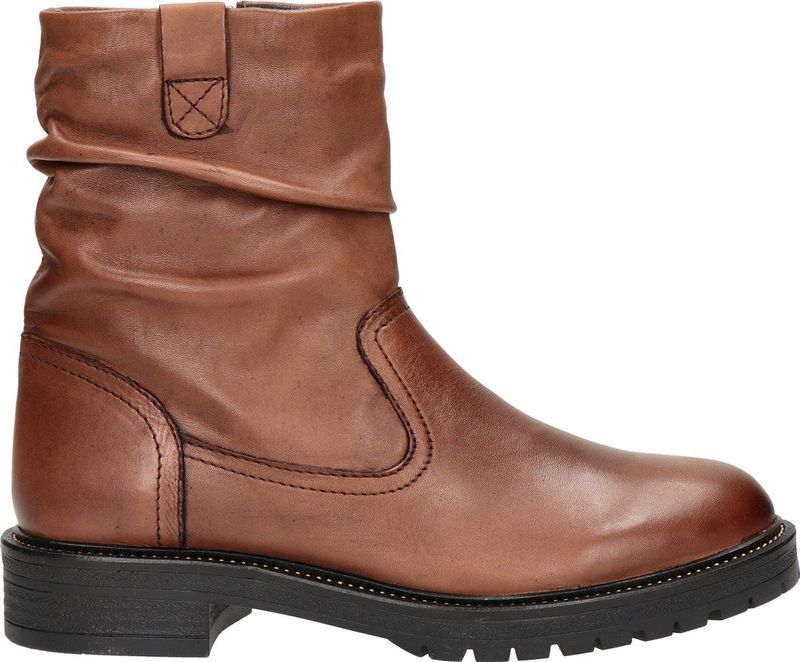 Nelson Gevoerde Leren Enkellaarzen Cognac