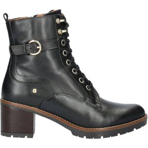 Pikolinos - Llanes - Leren Veterboots - Zwart - Blokhak 6 cm